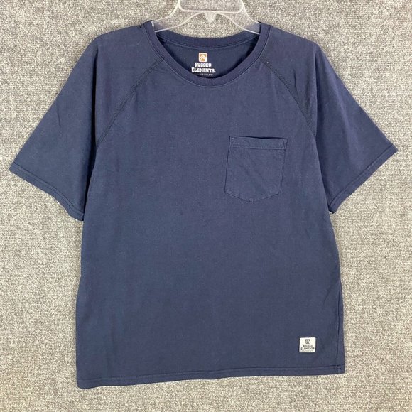 Rugged Elements T-Shirt Men's Large Short Sleeve Navy Blue Cotton Blend L - Picture 1 of 10